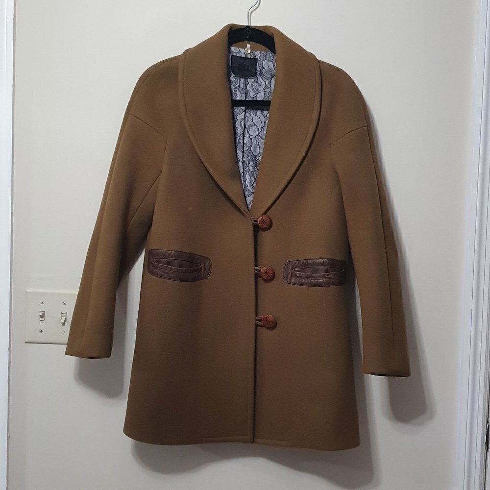 AULA 100% Wool Peanut Brown Blazer Coat - Picture 3 of 10